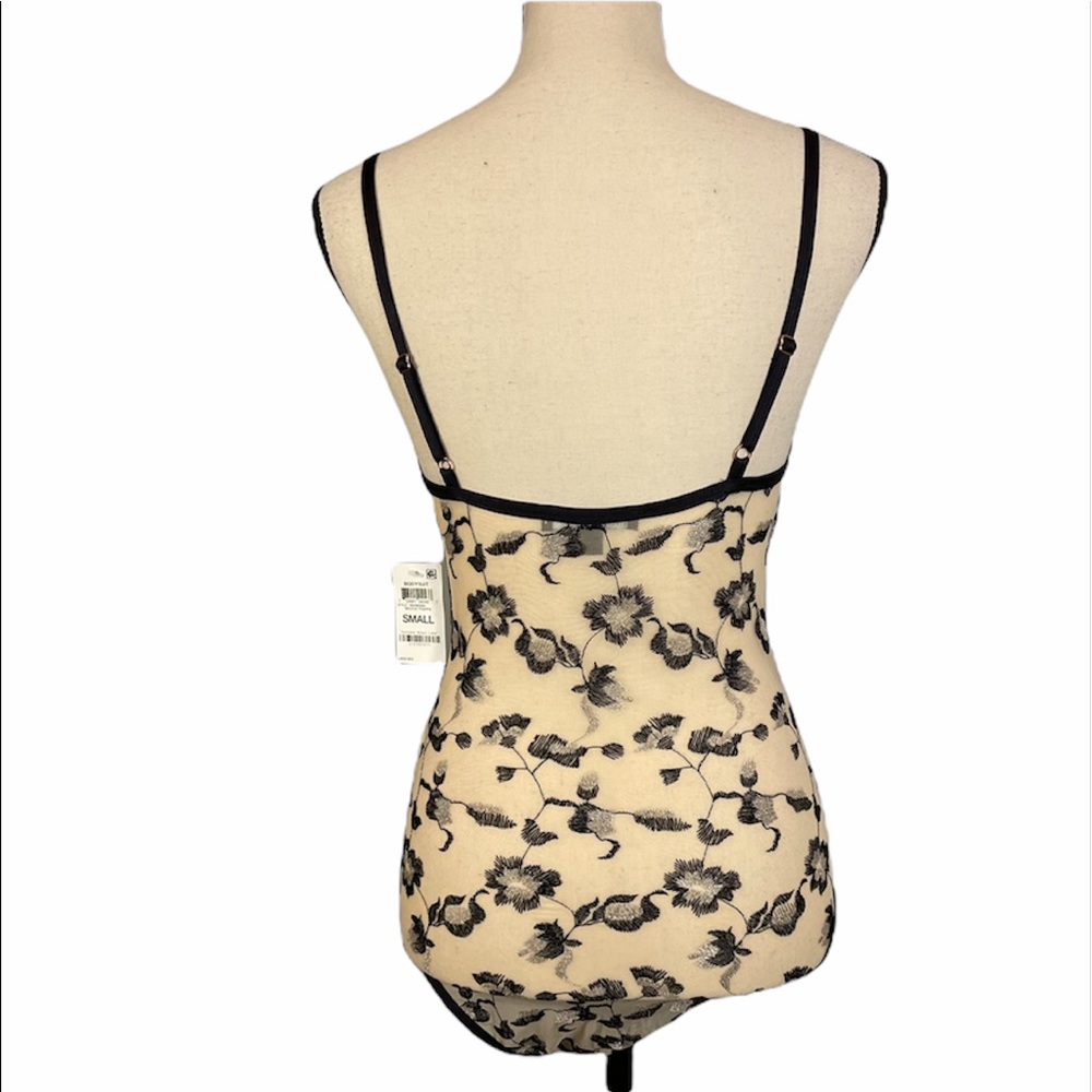 NWT INC International Concepts Sheer Mesh Metallic Floral Sexy Bodysuit Size S - Picture 13 of 16